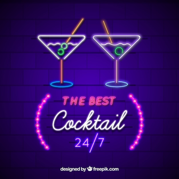 Free Vector neon sign with cocktail shape