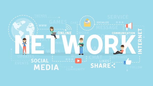 Free Vector network concept illustration idea of chatting social media and more