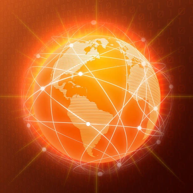 Network globe concept orange