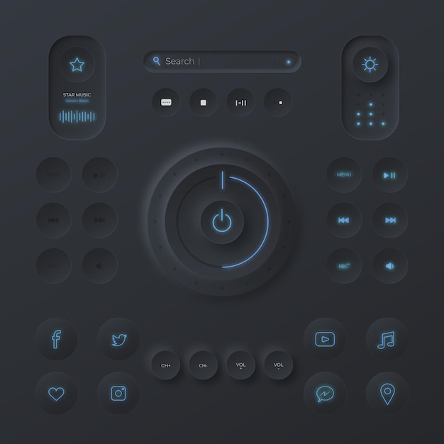 Free Vector neumorphic design user interface elements