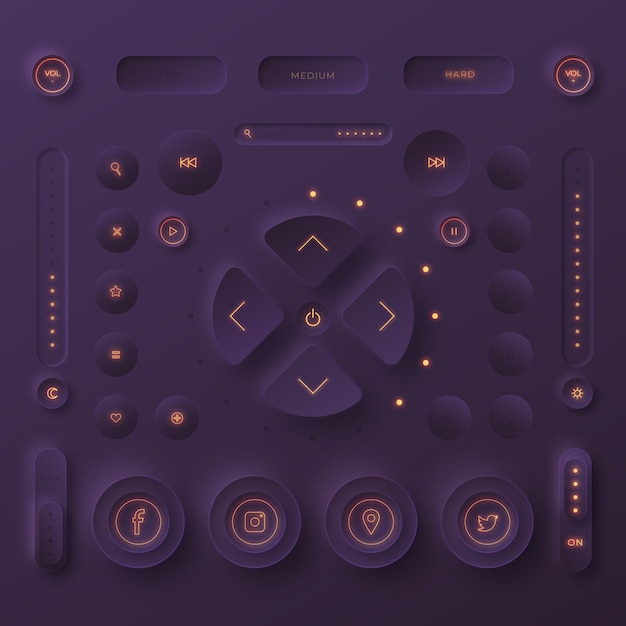 Free Vector neumorphic design user interface elements