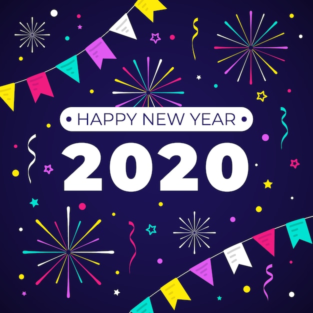 Free Vector new year 2020 in flat design