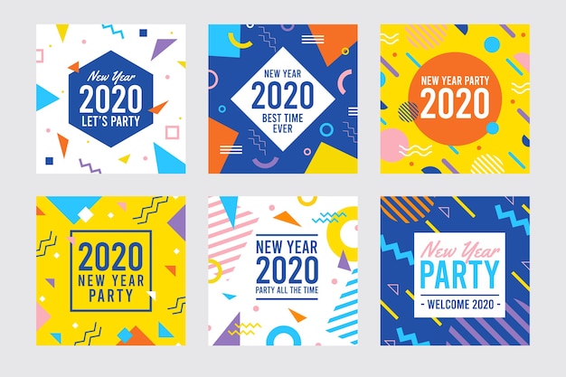 New year 2020 party instagram post collection