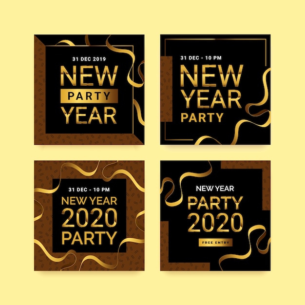 Free Vector new year 2020 party instagram post collection