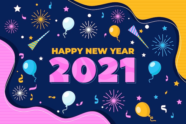 Free vector new year 2021 background in flat design