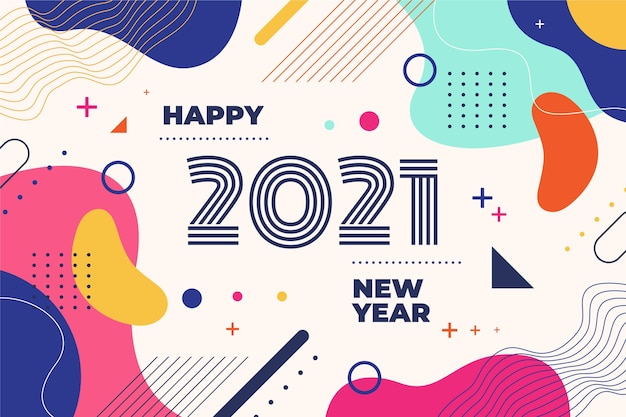 New year 2021 background in flat design