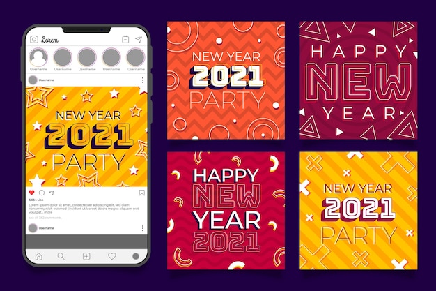 Free Vector new year 2021 party instagram posts