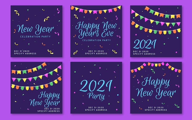 Free Vector new year 2021 party instagram posts