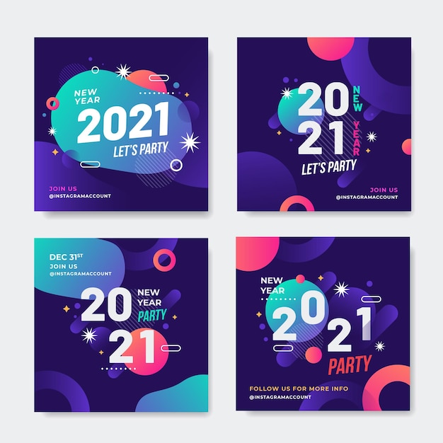 Free Vector new year 2021 party instagram posts