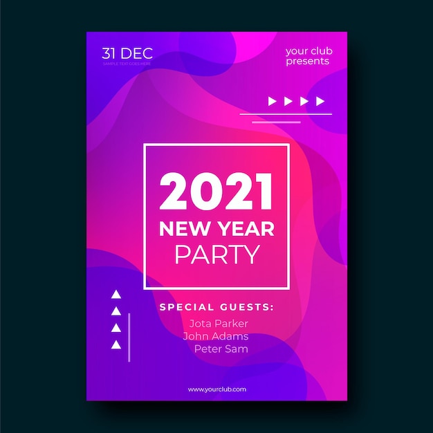 Free vector new year 2021 party poster template