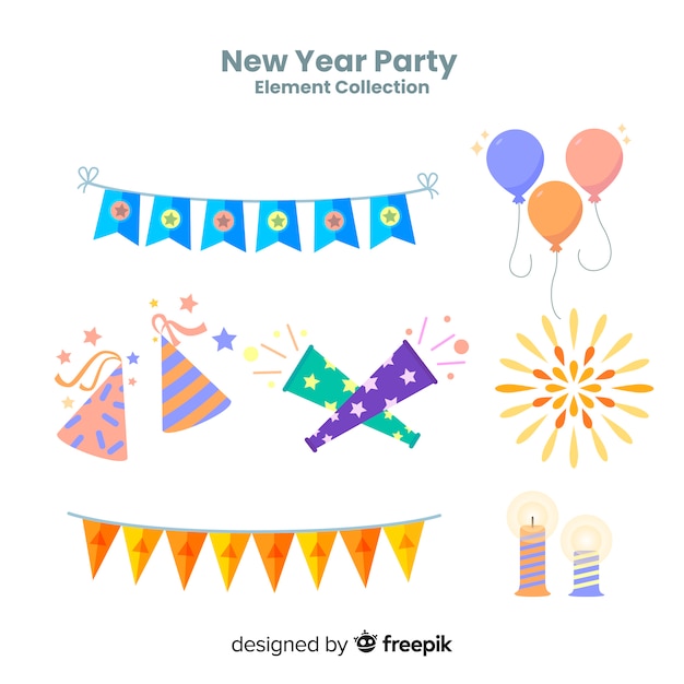 Free Vector new year party element collection 