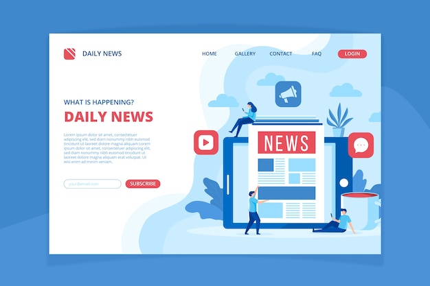 Free vector news concept landing page template