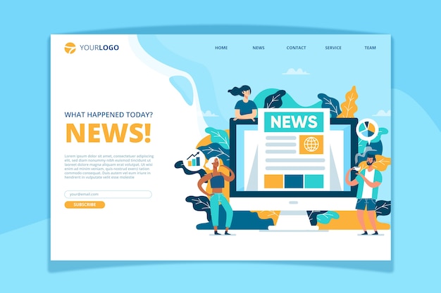 Free vector news concept landing page template