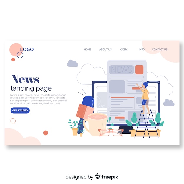 Free Vector news concept for landing page