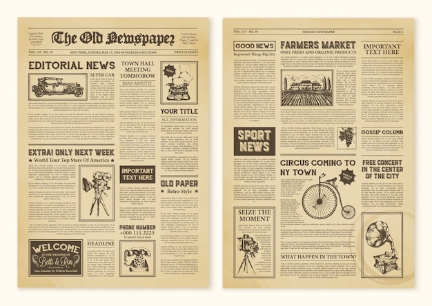 Newspaper Pages In Vintage 