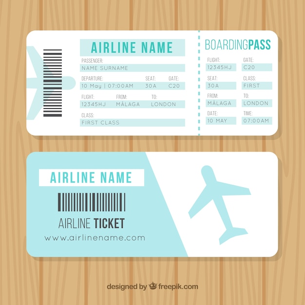 Free Vector nice boarding pass with blue airplane