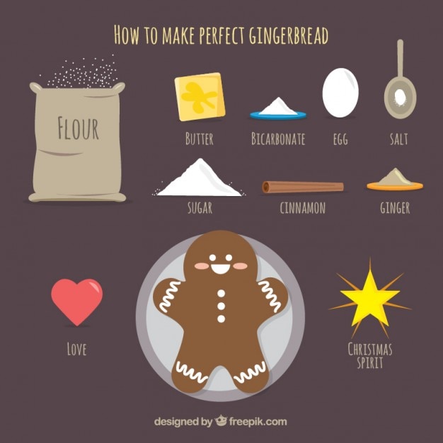 Free Vector nice gingerbread recipe 