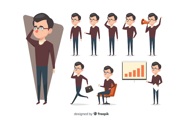 Free Vector nice hand drawn businessman doing different actions