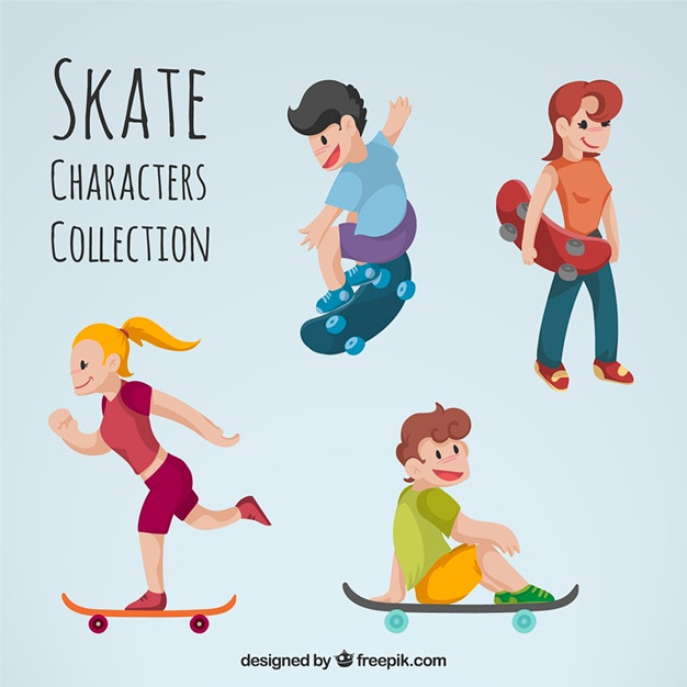 Free vector nice skater character collection