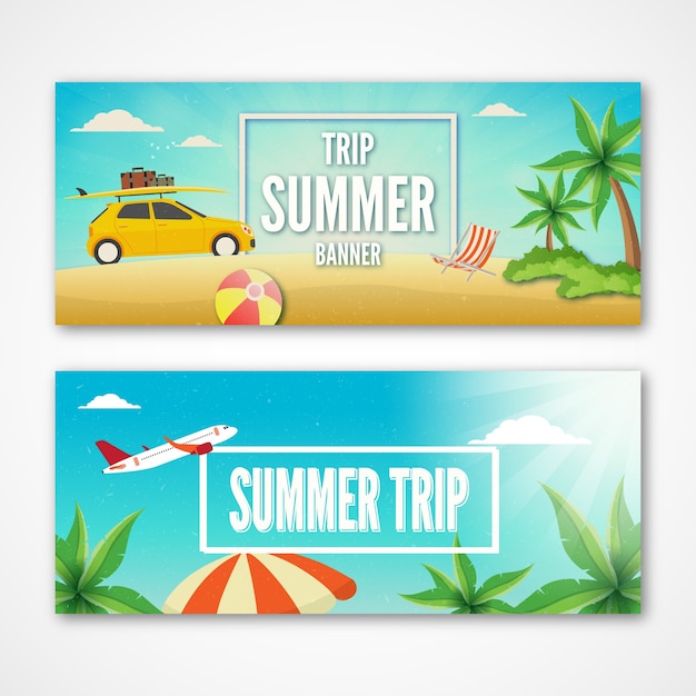 Free vector nice summer trip banners