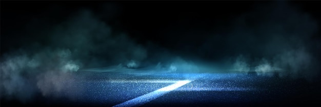 Free Vector night road surface with fog and light reflection