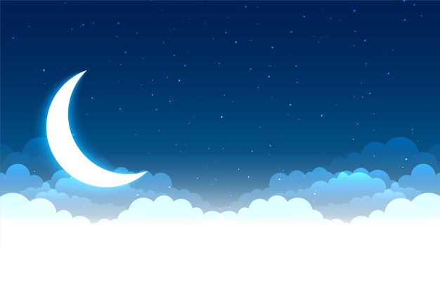 Free Vector night sky scene with clouds moon and stars