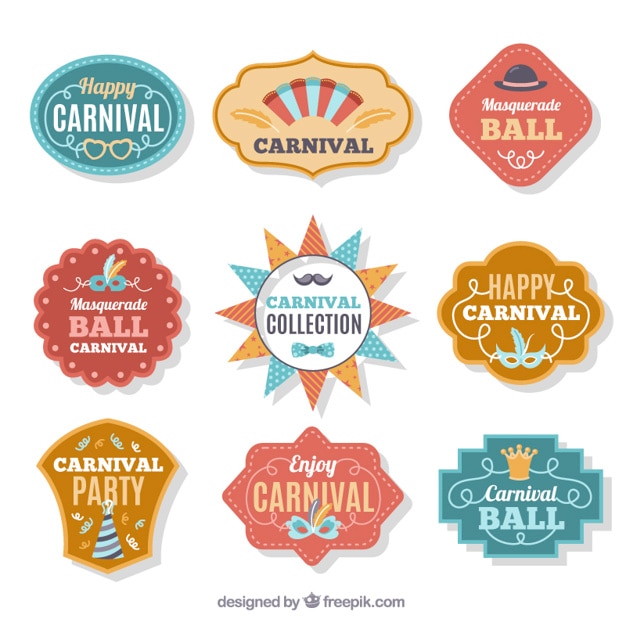 Free Vector nine carnival badges