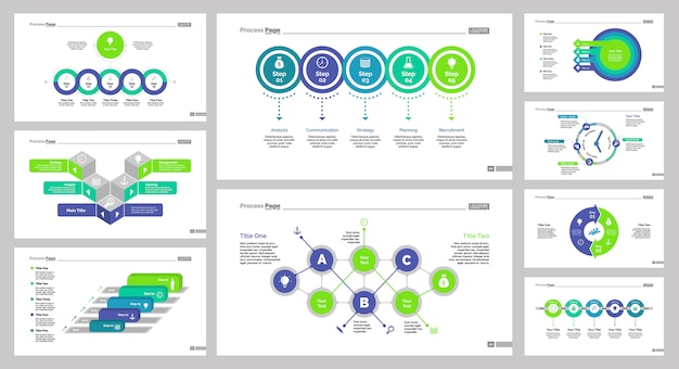 Free Vector nine marketing slide templates set