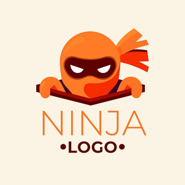 Free Vector ninja logo template in flat style