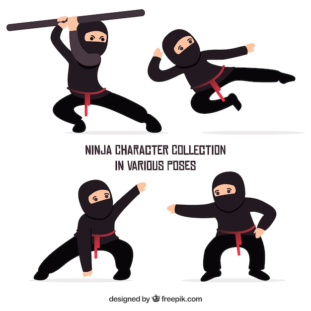 Free Vector ninja warrior character collection