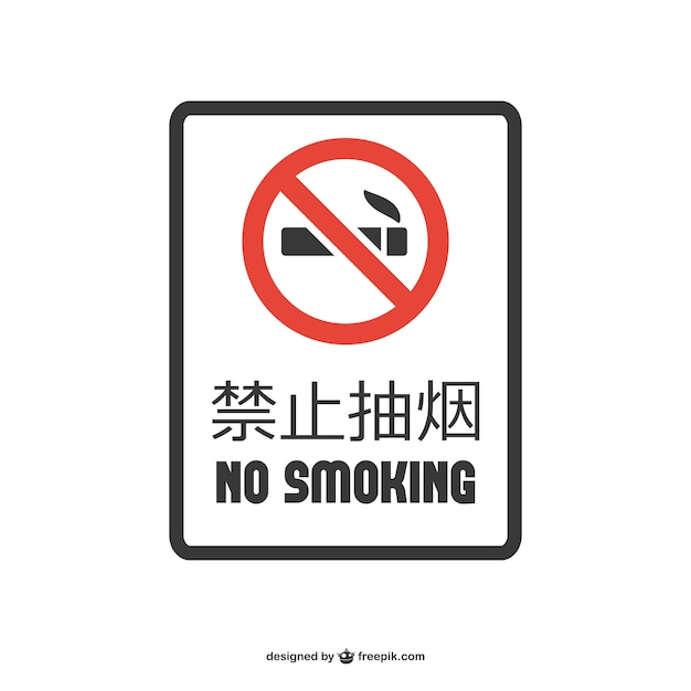 Free Vector no smoking sign in english and chinese