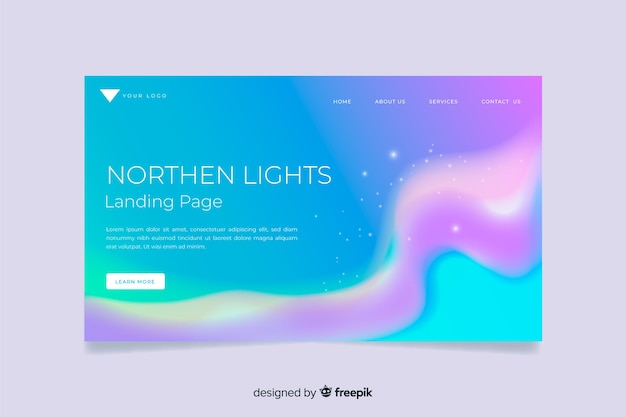 Free vector northern lights landing page