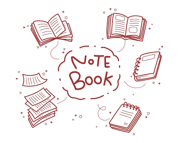 Free vector notebook doodle hand drawn cartoon art illustration