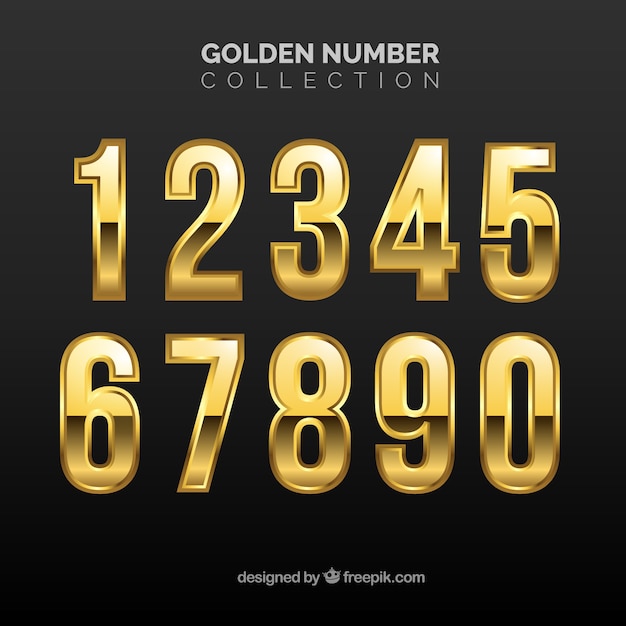 Free Vector number collection with golden style