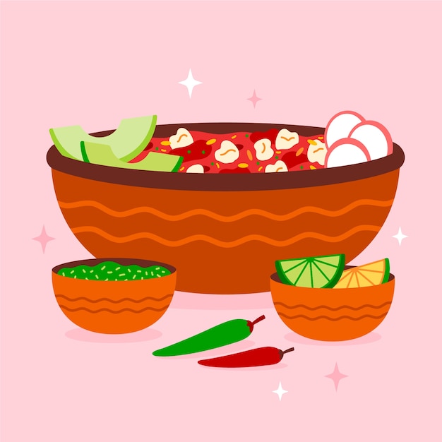 Free Vector nutritious traditional pozole illustration