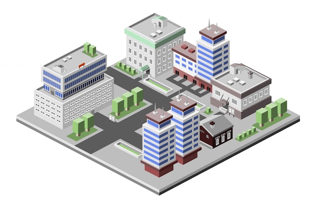 Free Vector office buildings isometric