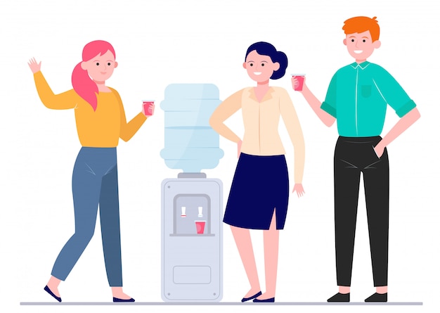 Free Vector office cooler meeting flat vector illustration