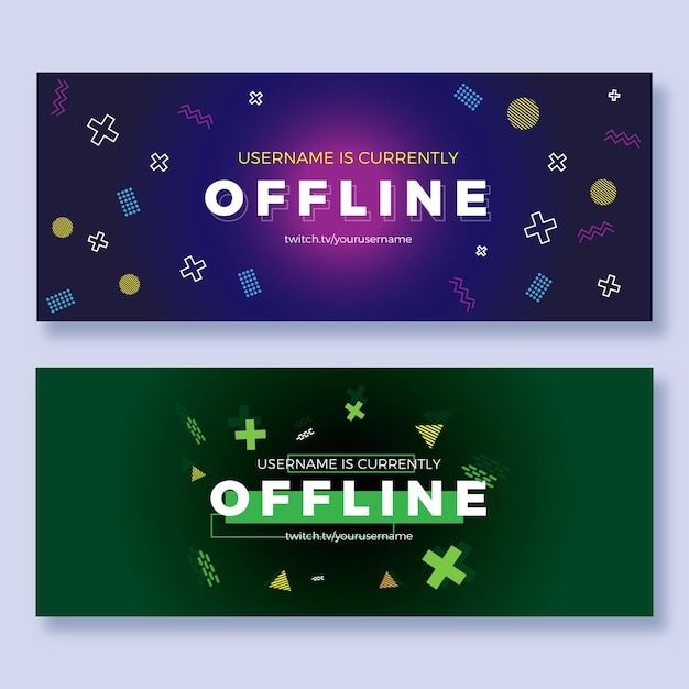 Free vector offline twitch banner set