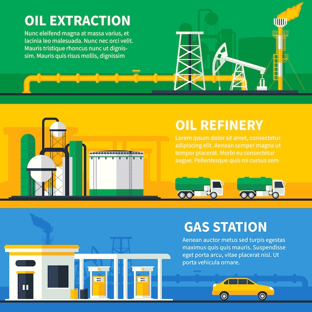 Free Vector oil gas banners set