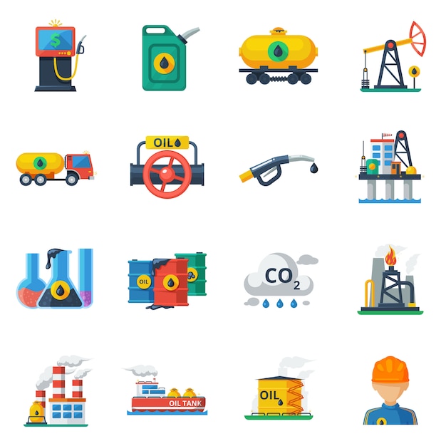 Free Vector oil industry icons set