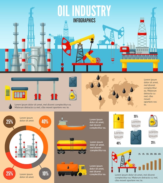 Free Vector oil industry infographic