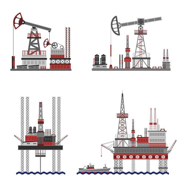 Free Vector oil petroleum platform set