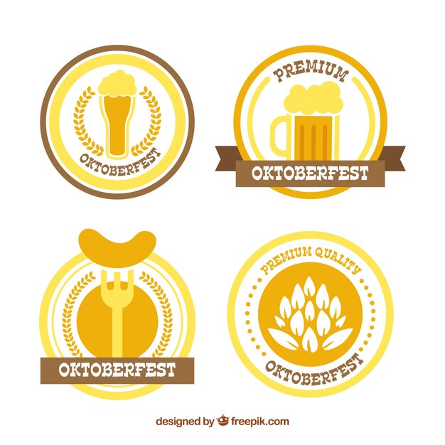 Oktoberfest badges with flat style