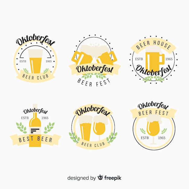 Oktoberfest beers label collection in flat design