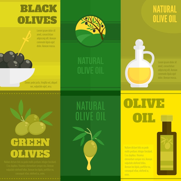 Olives illustration with text template set