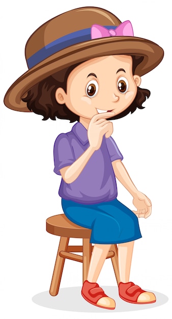 Free Vector one happy girl sitting on chair