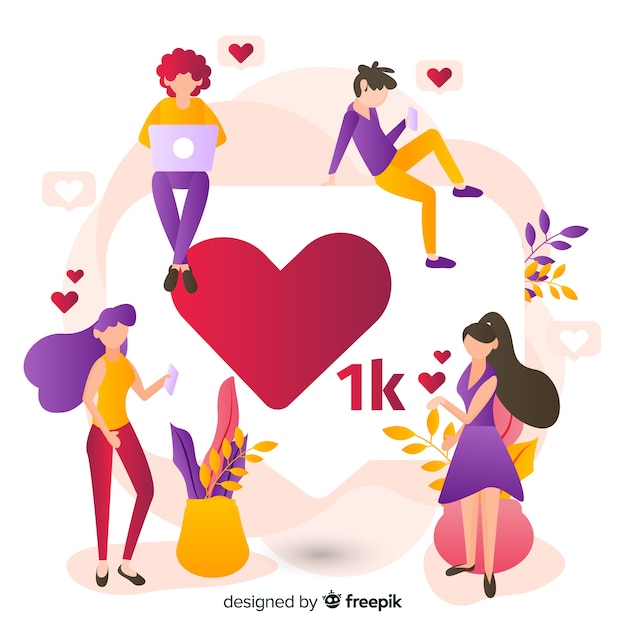 Free Vector one thousand followers in social media