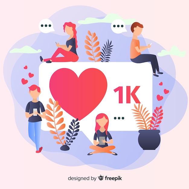 Free Vector one thousand followers in social media