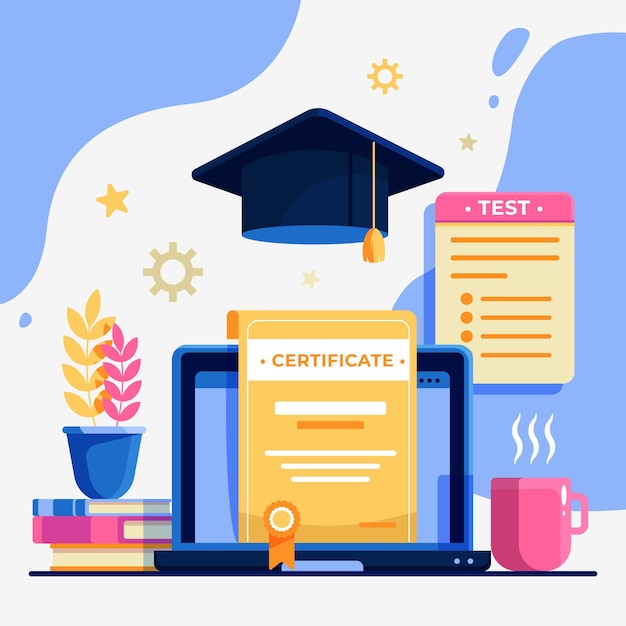 Free Vector online certification concept