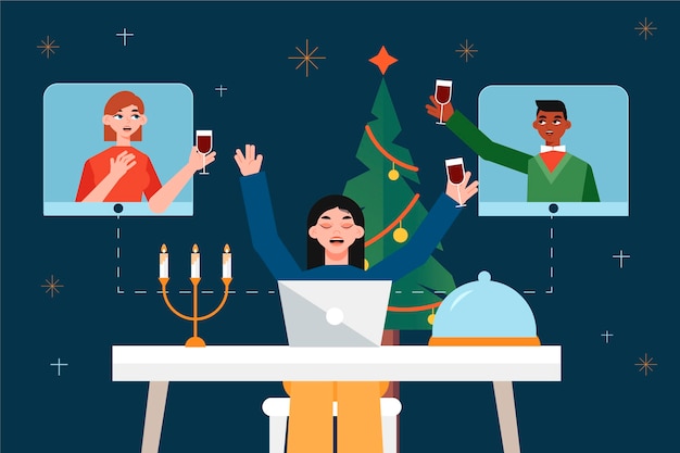 Free Vector online christmas celebration